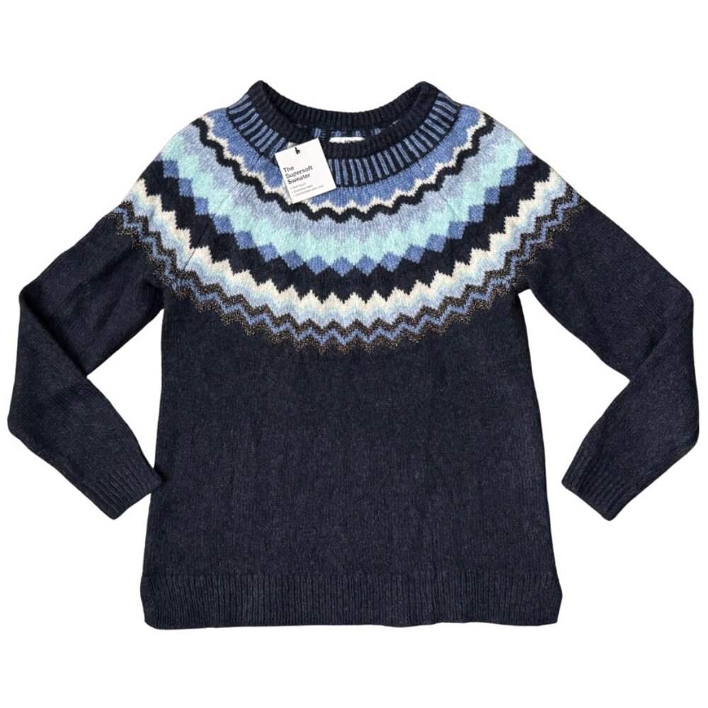 Sonoma Fair Isle Navy Super Soft Sweater Size Small NEW